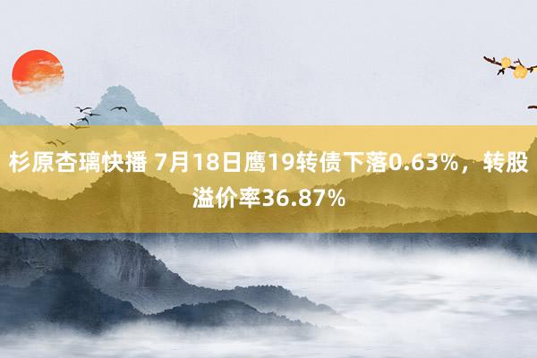 杉原杏璃快播 7月18日鹰19转债下落0.63%，转股溢价率36.87%