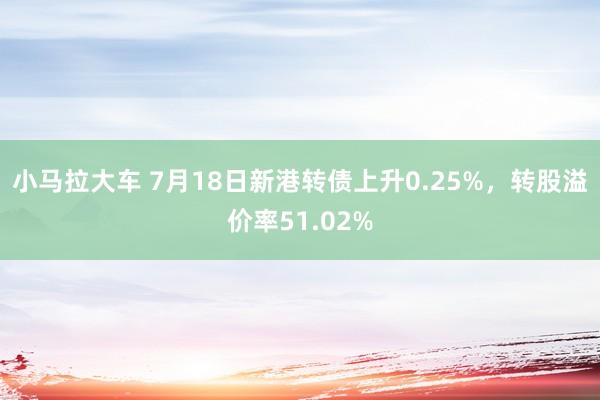 小马拉大车 7月18日新港转债上升0.25%，转股溢价率51.02%