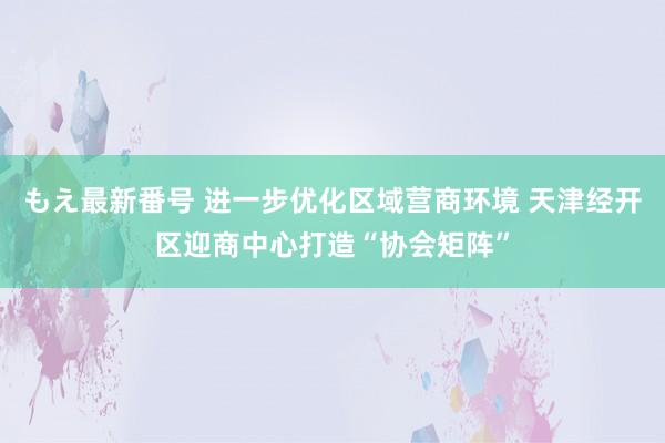 もえ最新番号 进一步优化区域营商环境 天津经开区迎商中心打造“协会矩阵”