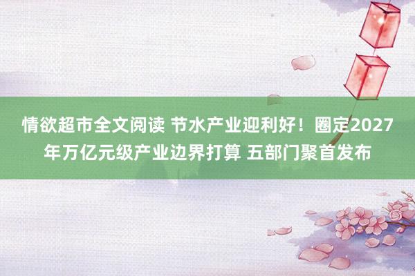 情欲超市全文阅读 节水产业迎利好！圈定2027年万亿元级产业边界打算 五部门聚首发布