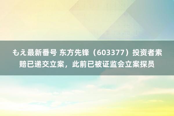 もえ最新番号 东方先锋（603377）投资者索赔已递交立案，此前已被证监会立案探员