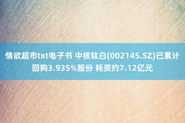 情欲超市txt电子书 中核钛白(002145.SZ)已累计回购3.935%股份 耗资约7.12亿元