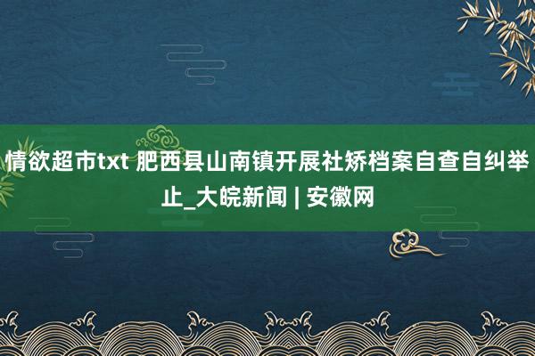 情欲超市txt 肥西县山南镇开展社矫档案自查自纠举止_大皖新闻 | 安徽网