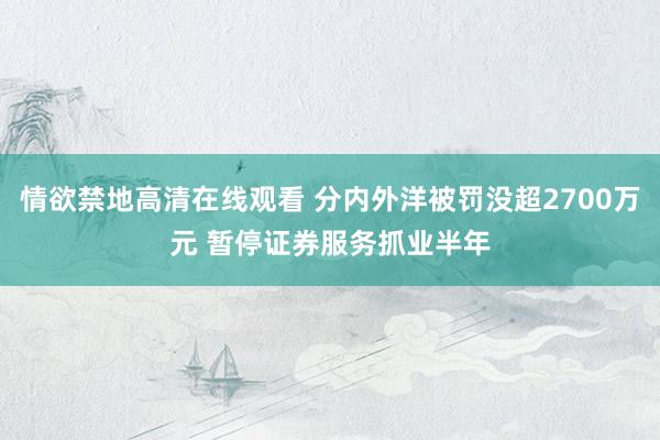 情欲禁地高清在线观看 分内外洋被罚没超2700万元 暂停证券服务抓业半年