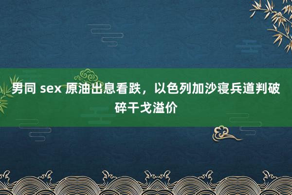 男同 sex 原油出息看跌，以色列加沙寝兵道判破碎干戈溢价