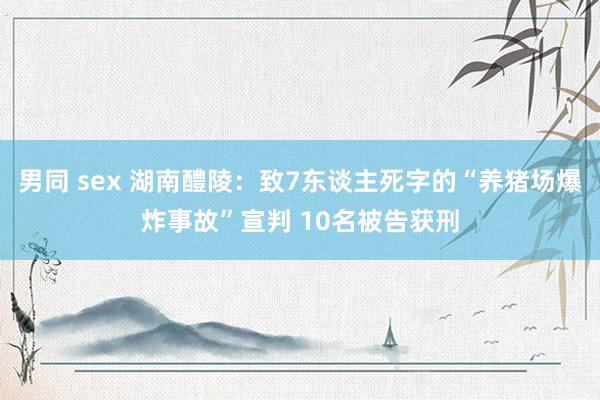 男同 sex 湖南醴陵：致7东谈主死字的“养猪场爆炸事故”宣判 10名被告获刑