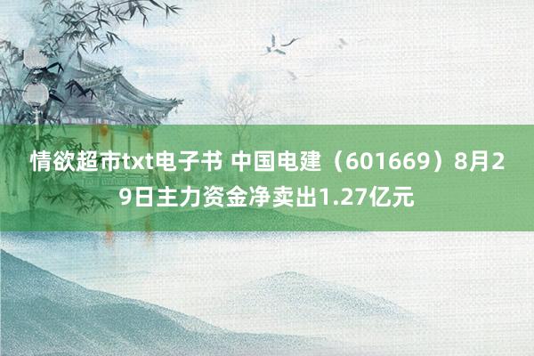 情欲超市txt电子书 中国电建（601669）8月29日主力资金净卖出1.27亿元