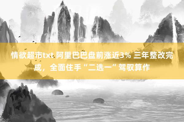 情欲超市txt 阿里巴巴盘前涨近3% 三年整改完成，全面住手“二选一”驾驭算作