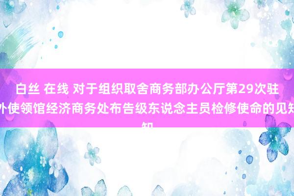 白丝 在线 对于组织取舍商务部办公厅第29次驻外使领馆经济商务处布告级东说念主员检修使命的见知